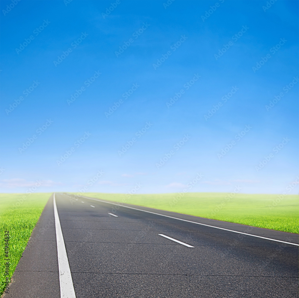 Fototapeta premium car road over blue sky