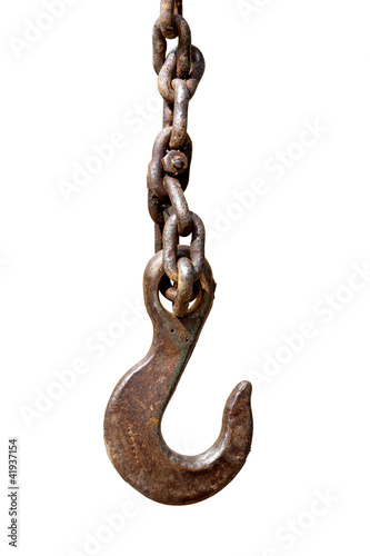 Rusty hook on chain