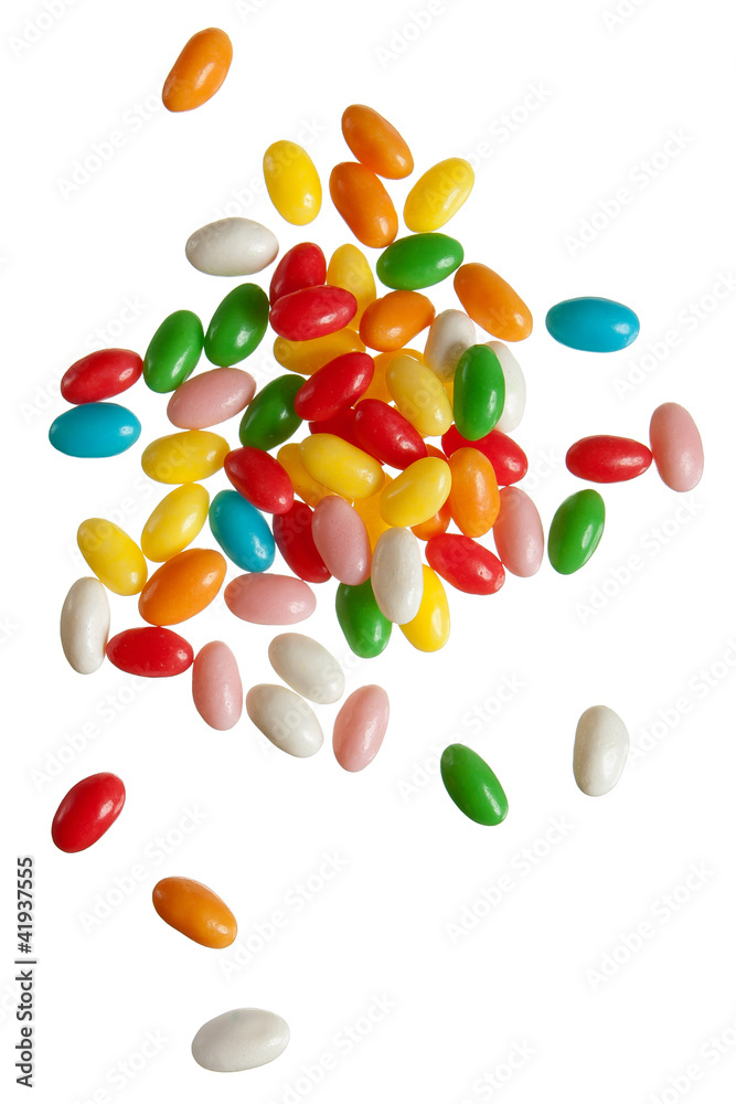 Falling color jelly beans