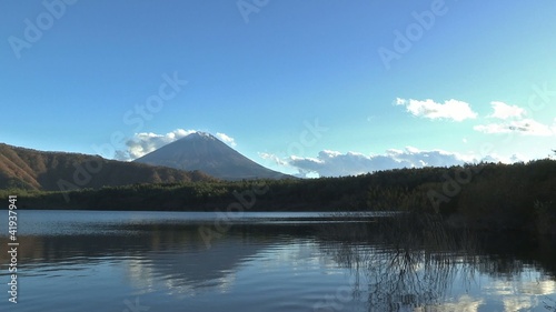 Fuji Mountain and Sai Lake,Autumn Landscape,in Yamanashi,Japan photo