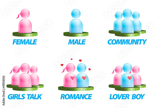 Glossy Network Community Vector Icons