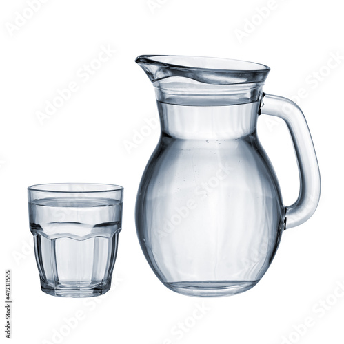 Full glass and jug isolated photo