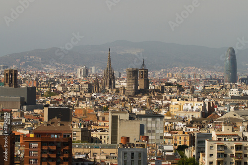 Aerial view of Barcelona, Spain seen from Montjuic