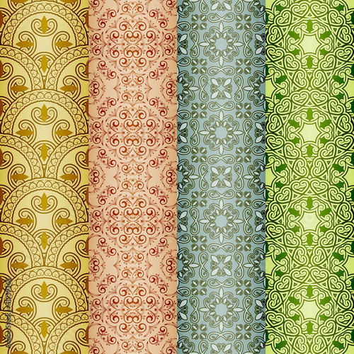 vector seamless patterns, oriental style