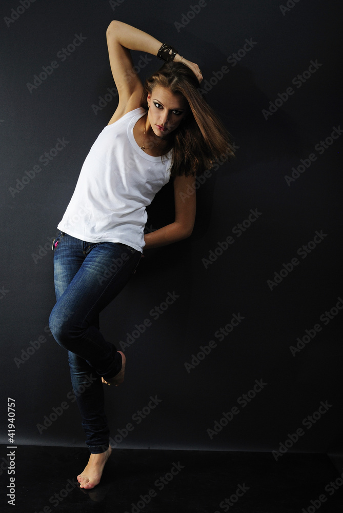 beautiful girl model in white tanktop beautiful girl model in white tanktop
