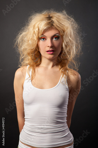 Beauty Portrait. Curly Hair. Beautiful woman