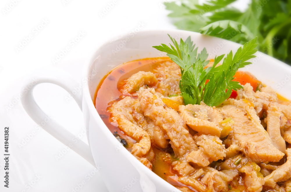 Polish traditional tripe soup Polish traditional tripe soup