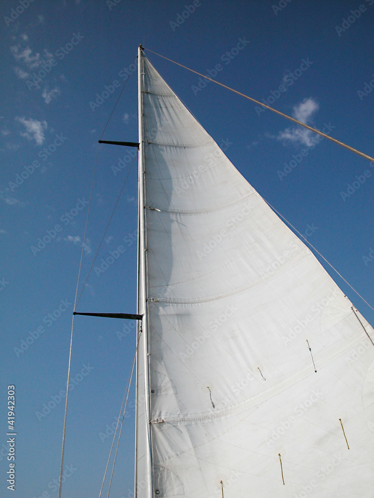 Fototapeta premium White sail on blue sky