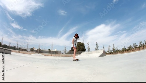 skateboarder girl sky photo