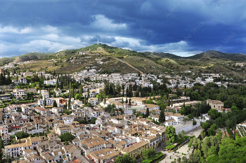 Albaicin and Sacromonte districts in Granada, Spain