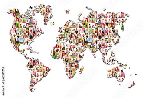 Portraits of a lot of people - world map
