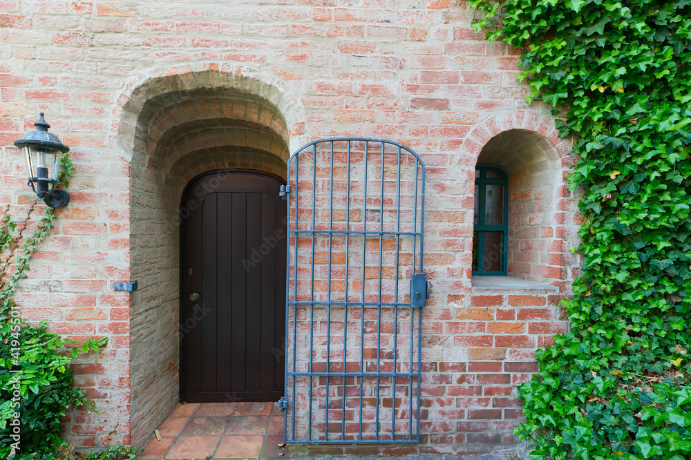 House entrance with recessed door and window House entrance with recessed door and window