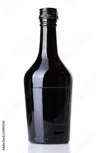 Beautiful black bottle isolated on white