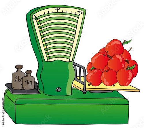 Scale with apples