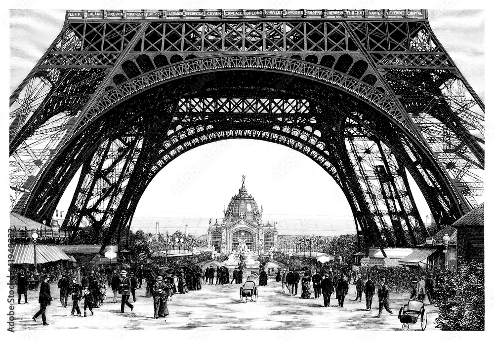 Naklejka premium Paris - Eiffel Tower - 19th century