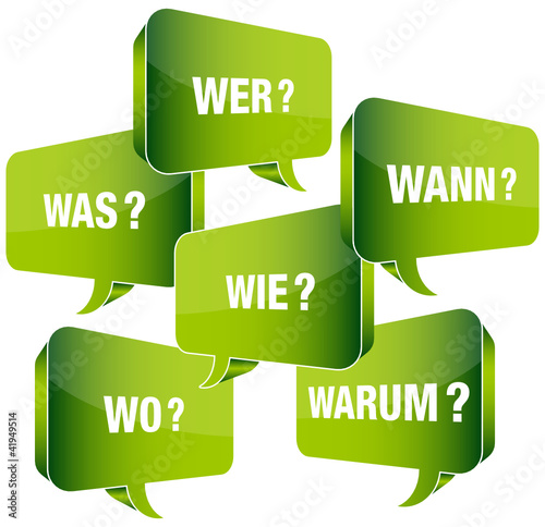 Sprechblasen 6-W-Fragewörter grün