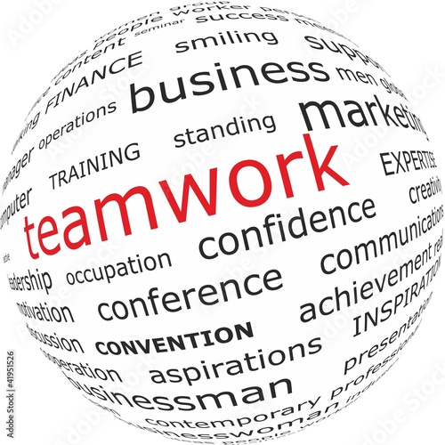 Word teamwork of globe