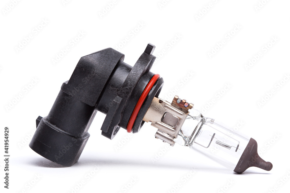 car lightbulb on white background