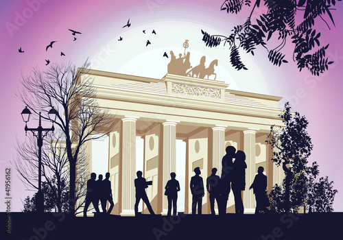 Many people gathered at the square near the Brandenburger Gate