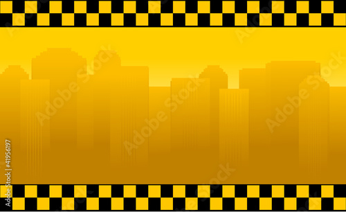 transport background with taxi sign and office building