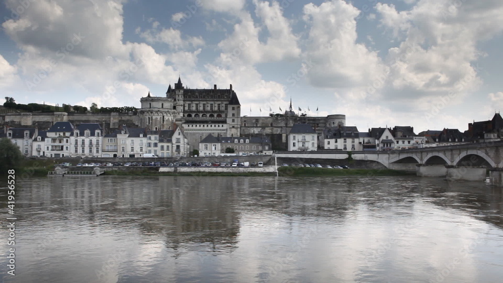 The chateau of Amboise in front of the Loire river in France The chateau of Amboise in front of the Loire river in France