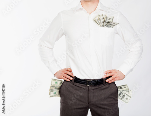Men with dollars in pockets