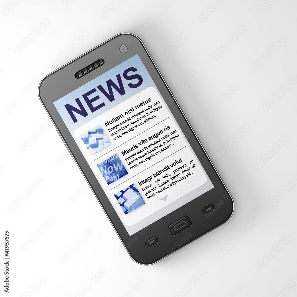 Digital news on smartphone screen Digital news on smartphone screen
