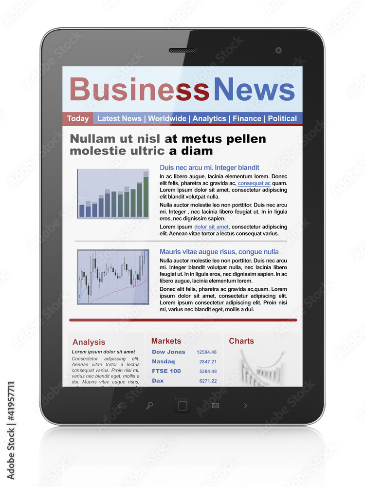 Digital news on tablet computer screen