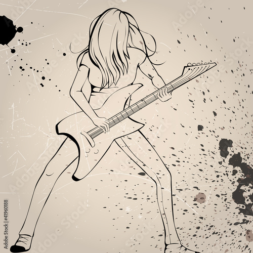Vector illustration of a rock musician playing guitar