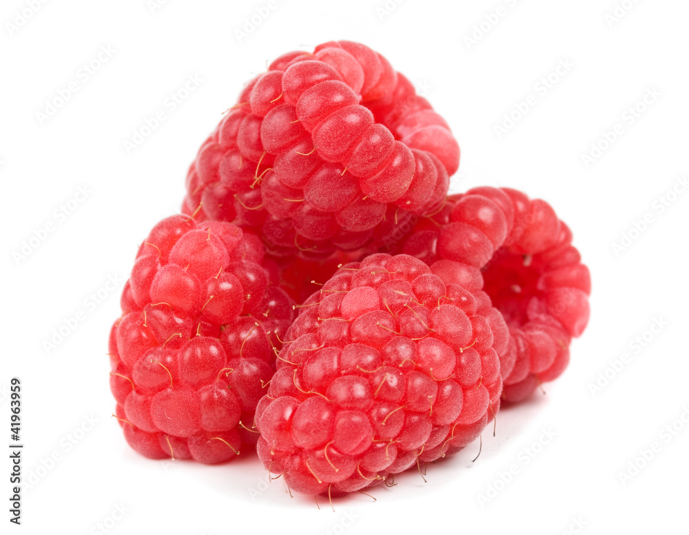 Raspberries macro shot, isolated on white Raspberries macro shot, isolated on white