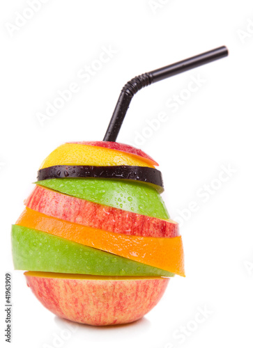 Fruit cocktail isolated in white
