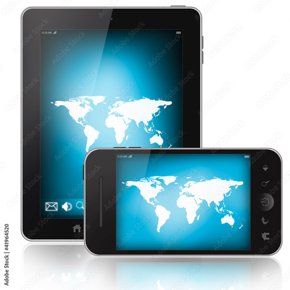 Tablet pc and mobile phone isolated on white background Tablet pc and mobile phone isolated on white background