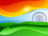 Indian tricolor flag Asoka wheel.