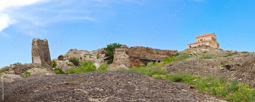panorama of ruins of cave-dwelling town Uplistsikhe