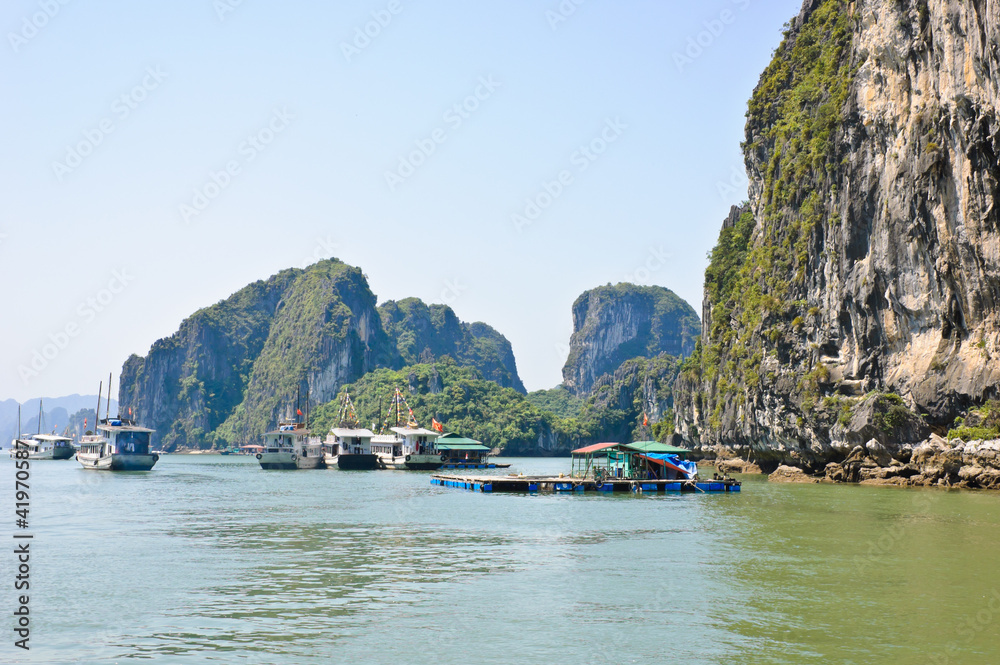 Floating fishing village in Halong bay, Vietnam