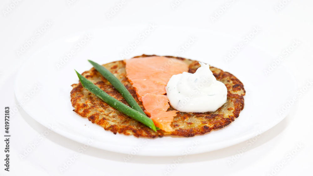 Rosti with salmon and sour cream Rosti with salmon and sour cream