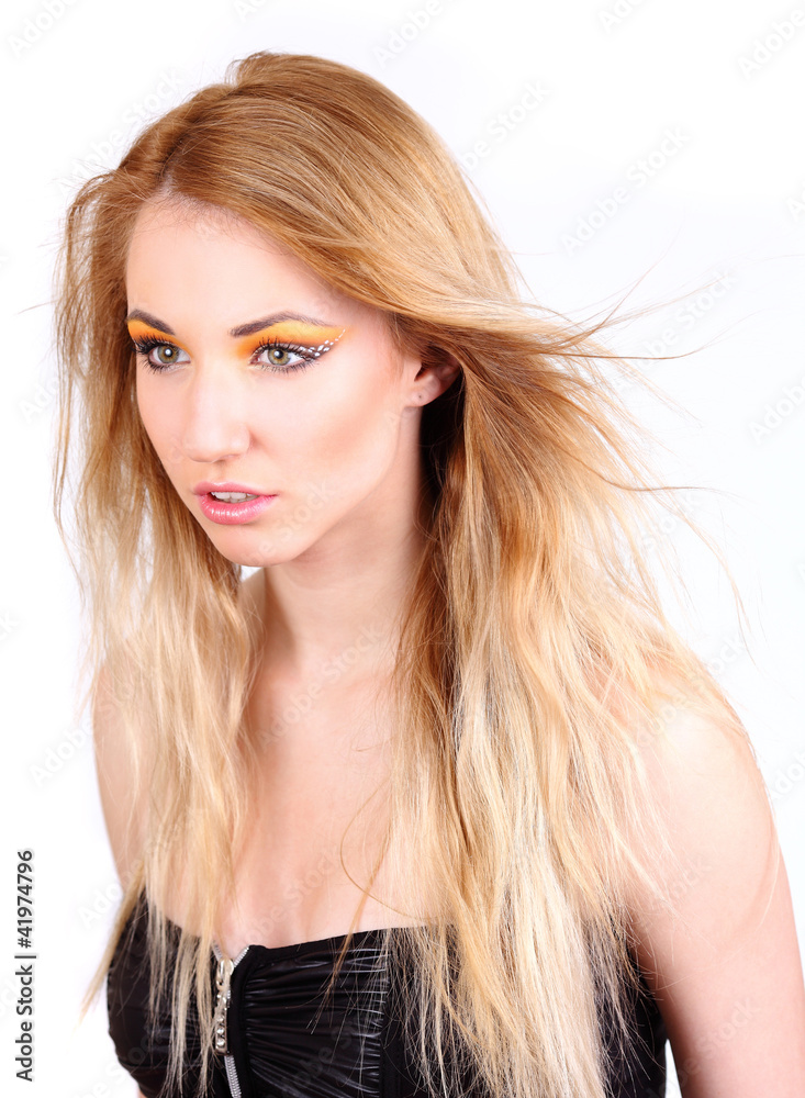 Portrait of beautiful lady isolated on white background Portrait of beautiful lady isolated on white background