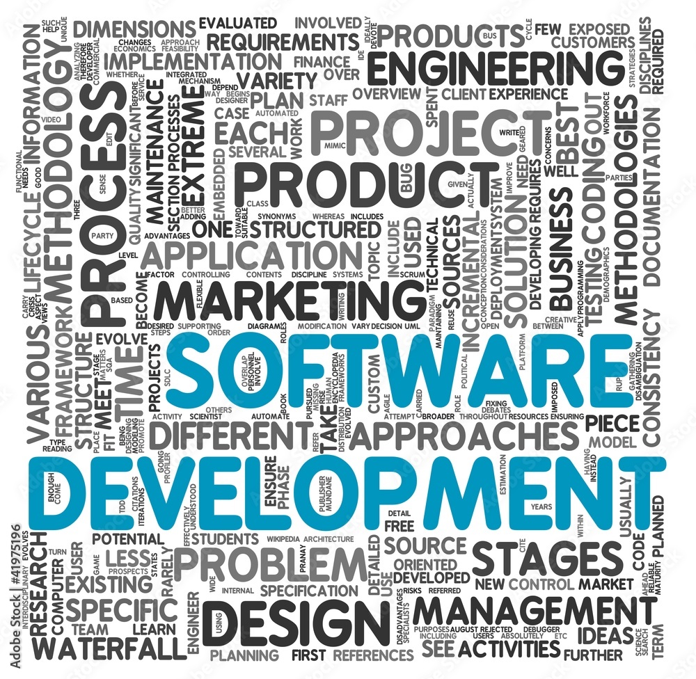 Software development concept in tag cloud