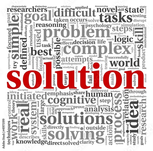 Solution in word tag cloud on white