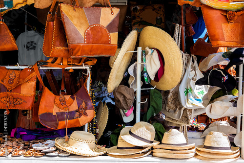 Photography Touristic street market selling souvenirs in Cuba