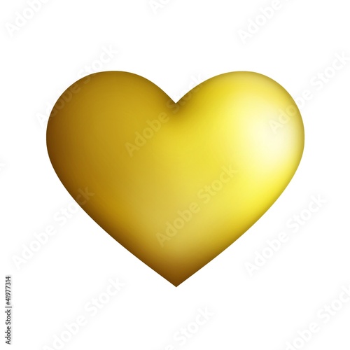 Golden heart isolated