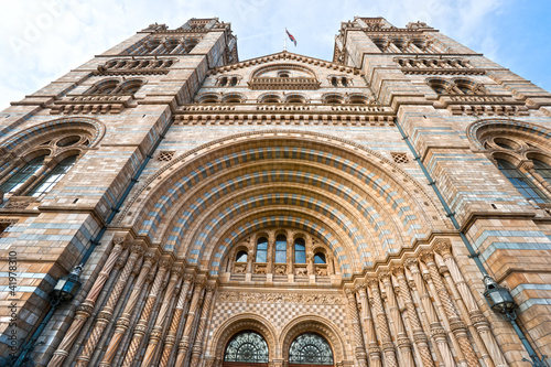 Facade of Natural History Museum, London.