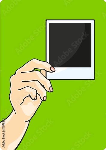Illustration of a hand holding a photo