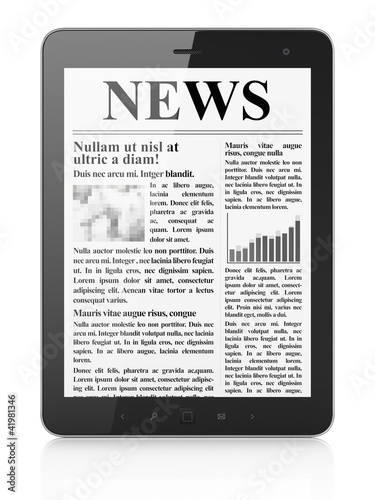 Digital news on tablet pc computer screen