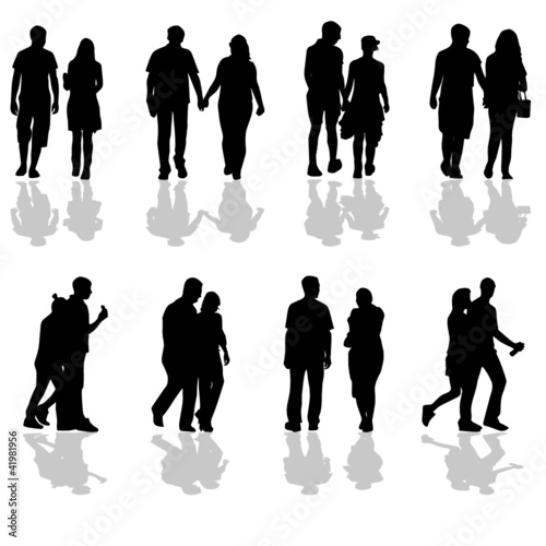 people walking in pairs silhouette