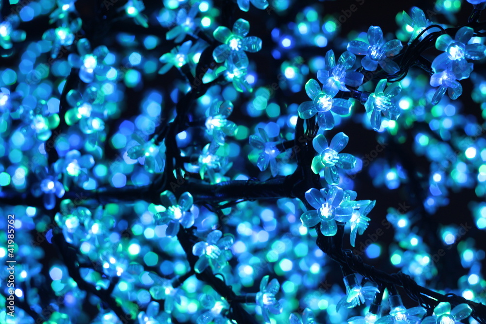 Guirlande lumineuse de noel bleu turquoise Photos | Adobe Stock