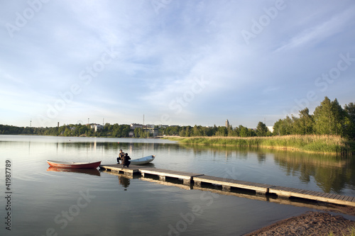 Quiet Summer evening in Töölönlahti bay, Helsinki