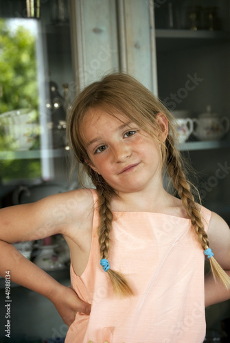 blond girl smirking