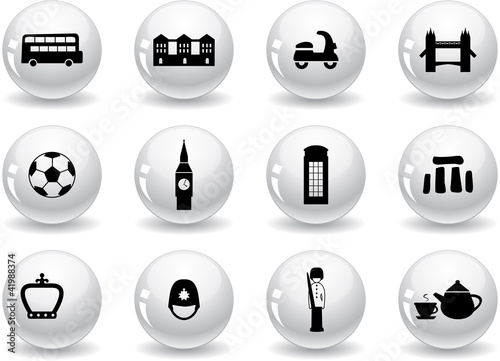 Web buttons, English culture icons