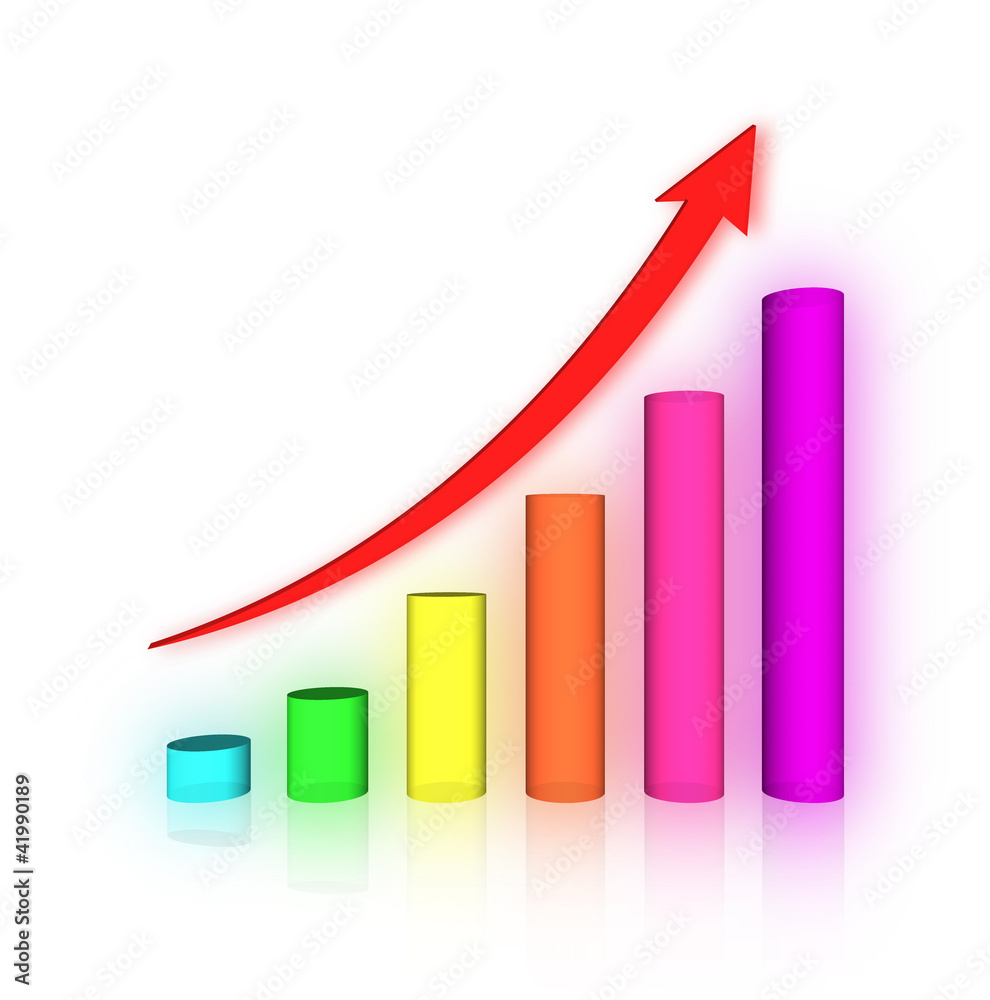 bar graph with arrow on white background bar graph with arrow on white background